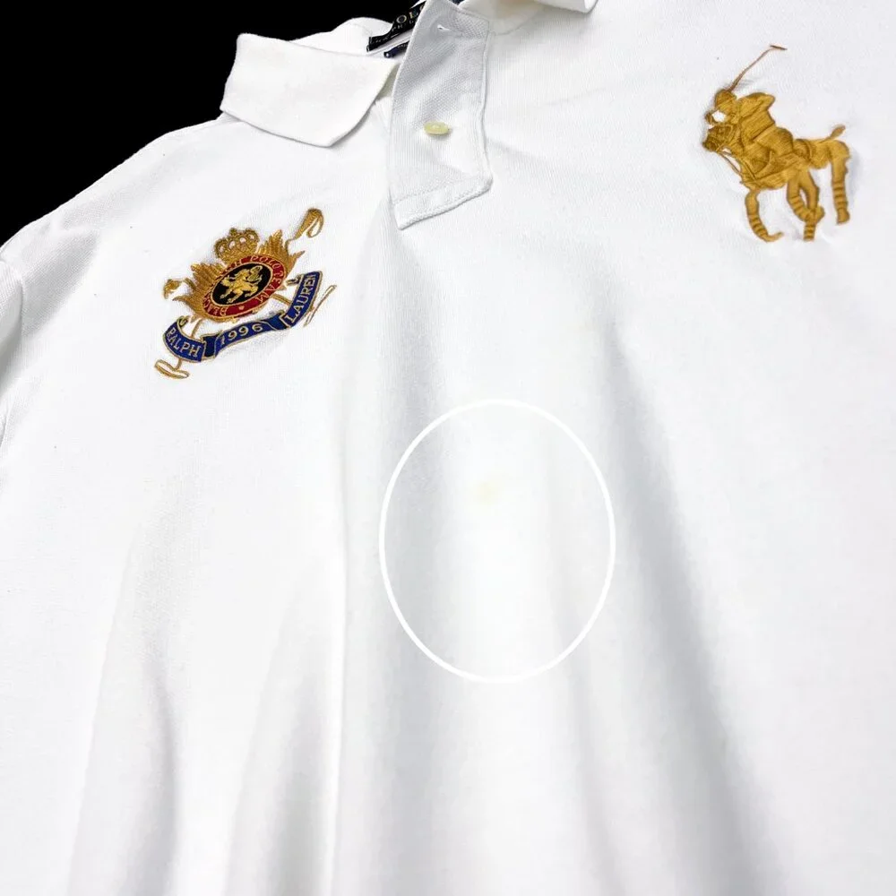 RALPH LAUREN Big Pony White Custom Fit Polo Shirt Blackwatch Crest Mens XXL